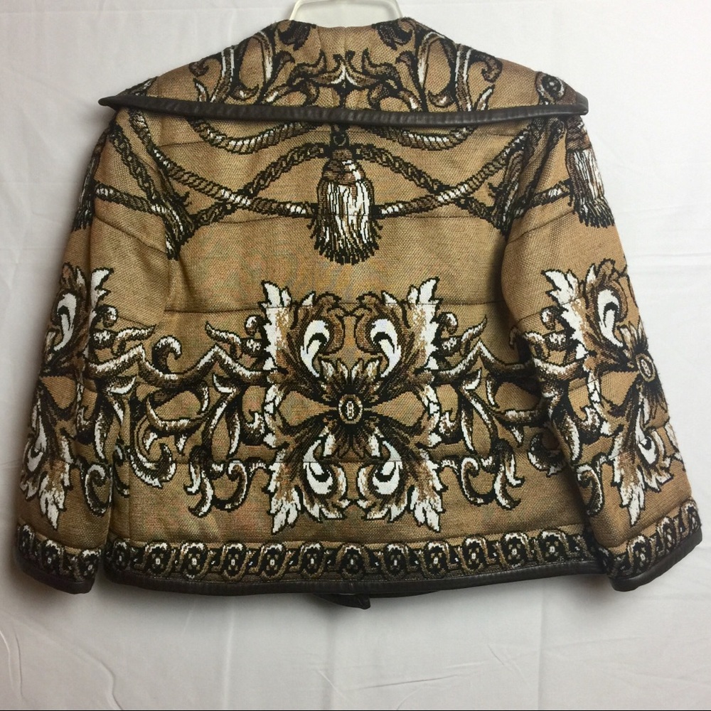 🌟ST JOHN COLLECTION JACKET BROWN LEATHER TRIM 4 - Picture 2 of 8